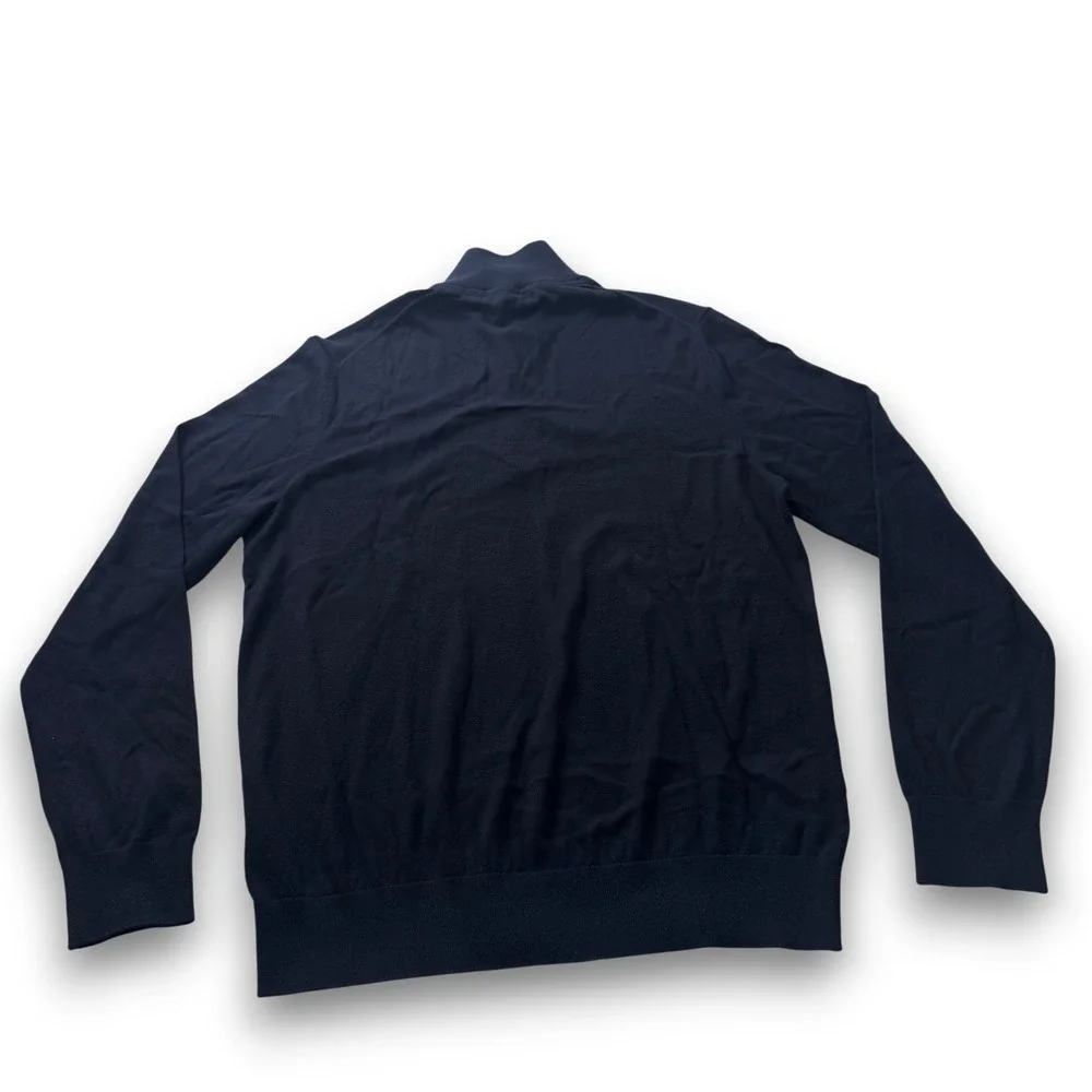 Banana Republic Mens Navy Blue Pima Cotton Cashmere Quarter Zip Sweater Large
